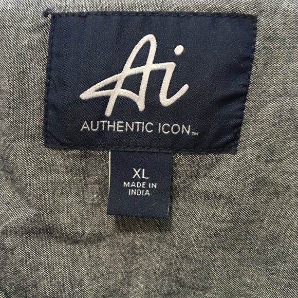 Authentic Icon Shirt Men XL Button Front Gray Flag Patriotic Long Sleeve USA - Picture 5 of 5